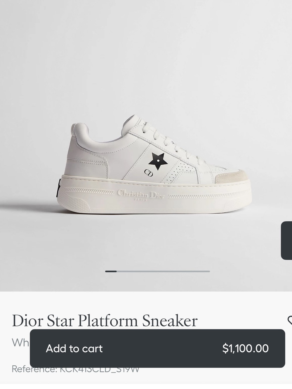 Dior White Platform Sneaker with Black Star Accent